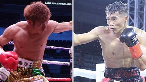 WBC champ Melvin Jerusalem repulses the bold challenge of South African Siyakholwa Kuse in their title fight early Thursday during the Thrilla in Manila 50th anniversary celebration.