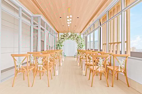Wedding ceremony in the private dining area.