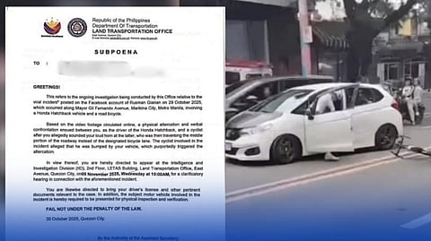 LTO summons Marikina ‘road rager’ after viral fight with bicycle rider