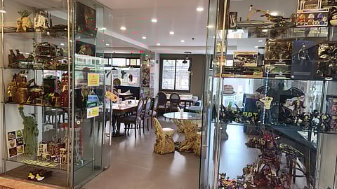Super Heroverse Cafe is full of displays of pop culture collectibles.