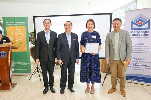 (FROM L-R) Metrobank Foundation President Philip Dy; Metrobank Foundation Trustee Aniceto Sobrepeña; Globe Chief Sustainability and Corporate Communications Officer Yoly Crisanto; and Department of Education Secretary Juan Edgardo “Sonny” Angara.