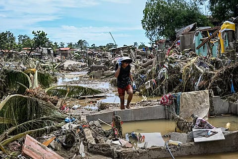 Damaged houses in the aftermath of Typhoon Tino in Talisay in Cebu on 5 November 2025.
