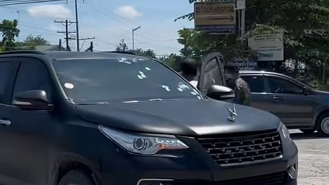 RIDDLED: A Toyota Fortuner SUV was riddled with bullets in Tacurong City mid-Tuesday, November 10, 2025 by still unidentified assailants where Former Maguindanao del Sur Board Member Taharuddin “Frank” Mlok narrowly escaped death. Luckily, the said vehicle was bullet-proof.