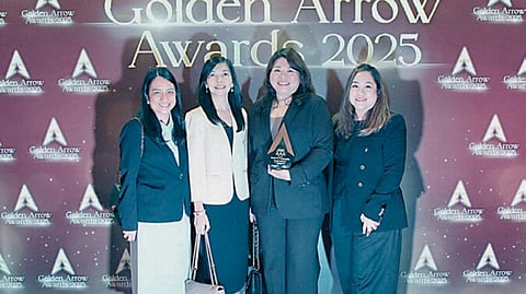 Photo shows the executives from the Megaworld’s Corporate Advisory and Compliance Division receiving the award (from left): Krizelle Poblacion, assistant vice president; Sharon Refuerzo, vice president for Compliance; Carla Uykim, first vice president and head ofCorporate Advisory and Compliance; and Joyce Alviar, assistant vice president.