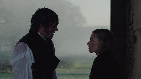 Jacob Elordi and Margot Robbie in 'Wuthering Heights.'
