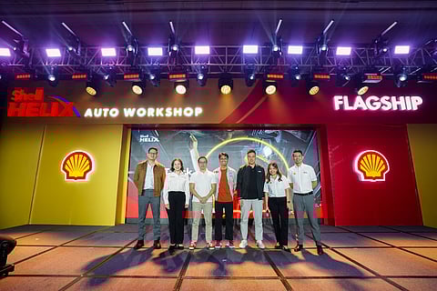 SHELL Helix executives and guest speakers gather onstage during the Fast Track summit in Clark. Shown are (from left): Leo Mendoza, National Sales manager for Indirect Channel; Jackie Famorca, vice president for Lubricants; Caco Tirona, Creative Video Director and Senior Car Reviewer, Auto Deal; Klaude Mandaya, Education and Incentives manager, Tiktok Shop Philippines; Edbert Golangco, Head of National Sales of Maya Business; Ika Halili, country marketing manager, Lubricants Philippines; Jensen Garcia, Shell Helix brand manager.