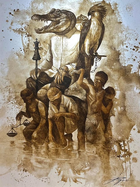 "PASANIN NG BAYAN," mud painting by Ryard Josh Adorabl