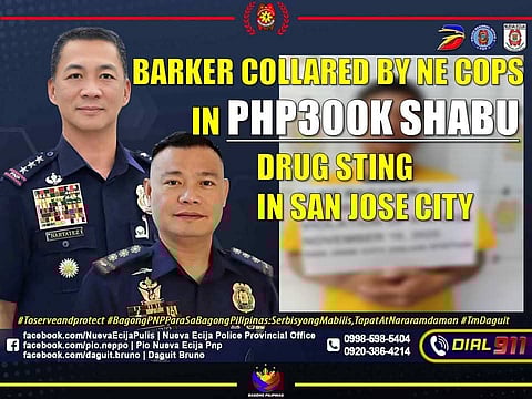 San Jose City cops collar a 'barker' in P300K shabu sting on 18 November 2025.