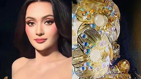 Ahtisa Manalo and the details of her Miss Universe prelims gown designed by Mak Tumang