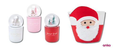 Globe candles and Santa Basket.