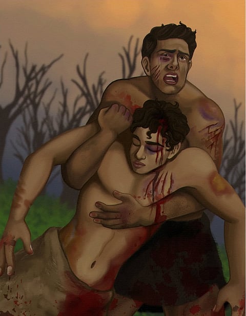 "Am I My Brother's Keeper?" 2024 digital painting by Amelia Clarissa de Luna Monasterial.