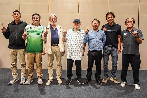 TONYBOY Liao (middle) smiles with other members of the Philippine National Volleyball Federation board of trustees shortly after winning the presidency in an election late Friday.