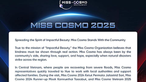 Miss Cosmo 2025 official statement