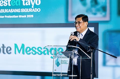 SEC chairperson Francis Lim talks about every Filipino’s financial knowledge and the power it may bring in his keynote message at the Investor Protection Week 2025, with the theme ‘InvestED Tayo sa Kinabukasang Sigurado.’