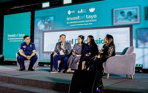 Tony Isidro, President and CEO of Fuse Financing Inc., discusses safe and responsible borrowing at the Regulatory Engagement panel discussion during the “InvestED Tayo sa Financial Literacy at Responsableng Pag-utang” forum.
From left: PNP-ACG General Cybercrime Section Chief, PMAJ Sonny Galicia; Fuse Financing Inc. President & CEO Tony Isidro; BSP Consumer Protection and Market Conduct Director Rochelle Tomas; and SEC- FinLend Director Sheara Lupango-Tamayo