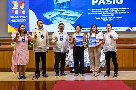 Leaders from the Department of Science and Technology, led by Secretary Renato U. Solidum, Jr., Undersecretary Sancho A. Mabborang, and Engr. Romelen T. Tresvalles formally turned over the Smart City Roadmaps during the opening ceremony of the 2025 Regional Science, Technology, and Innovation Week of DOST-NCR on November 24, 2025, at Technological Institute of the Philippines-Quezon City. Receiving the Pasig Smart City Roadmap on behalf of Hon. Ma. Victor Regis “Vico” Sotto were City Planning and Development Officer III Arch. Dulce Corazon and Executive Assistant to the City Mayor Ms. Arianne Bettina Morales.