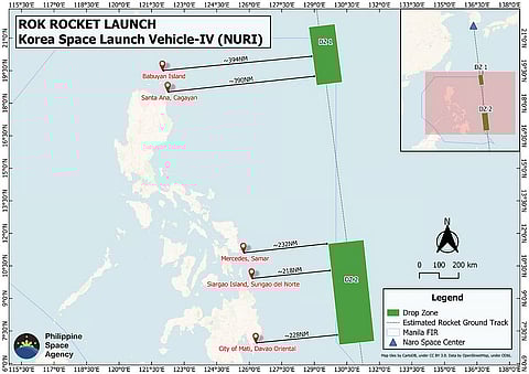 PhilSA confirms the launch of Korea’s Nuri (KSLV-IV) rocket and warns that expected debris may have fallen within designated drop zones off multiple Philippine regions. The public is urged to report any suspected debris and avoid close contact due to possible toxic substances.