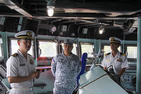 PF Commander, Rear Admiral Joe Anthony C Orbe PN, receives a shipboard orientation at the bridge of JS Harusame (DD102), alongside its Commanding Officer, Commander Makoto Ozawa on November 26, 2025.