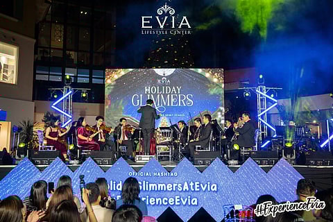 The 45-foot Christmas Tree, standing in the Garden Atrium of Evia Lifestyle Center, served as the centerpiece for its tree lighting ceremony.