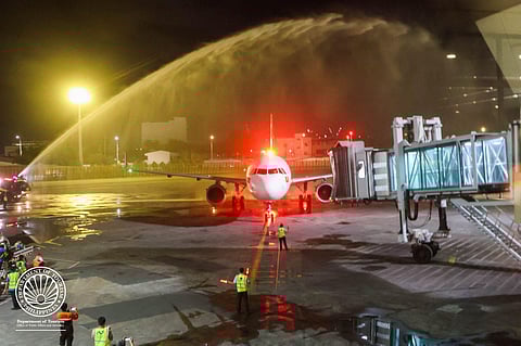 The inaugural Ho Chi Minh-Manila flight was greeted with a water cannon salute upon its arrival at the Ninoy Aquino International Airport Terminal 1 on Sunday, 23 November.