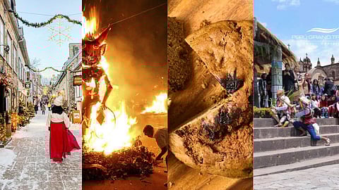 Composite photo of various Christmas traditions across the Americas, showing a diverse range of customs that reflect each country's culture and heritage.