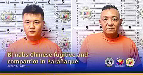 BI nabs Chinese fugitive and compatriot in Parañaque