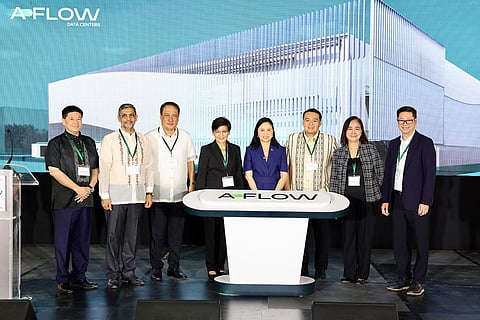 FLOW CCO Andrew Oon, A-FLOW President Sanjay Goel, Chief of Staff to the Governor of Laguna Jerry Pelayo, ALLHC Chairman Anna Ma. Margarita Dy, DTI Secretary Ma. Cristina Roque, Biñan City Mayor Angelo Alonte, BOI Director Mary Ann Raganit, ALLHC President and CEO Robert Lao