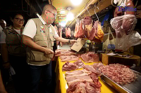 DEPARTMENT of Agriculture Secretary Francisco P. Tiu Laurel Jr. inspects Mega Qmart in Quezon City to check meat and vegetable prices ahead of Christmas holidays