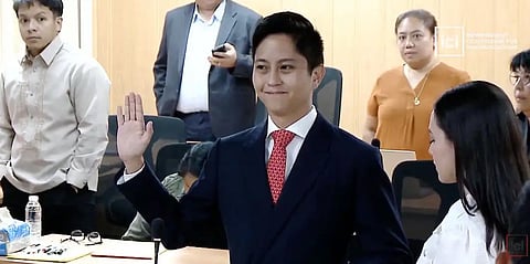 House Majority Leader Sandro Marcos taking oath at the ICI hearing last Friday.
