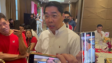 Anthony Taberna answers media questions during thanksgiving meryenda