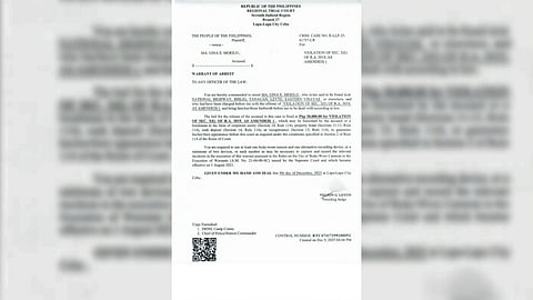 Warrant of arrest for Tanauan, Leyte Mayor Gina Merilo