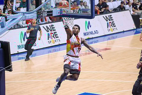 SAN Miguel's CJ Perez in action in the PBA Season 50 Philippine Cup, November 12, 2025 at the Ynares Center in Montalban.