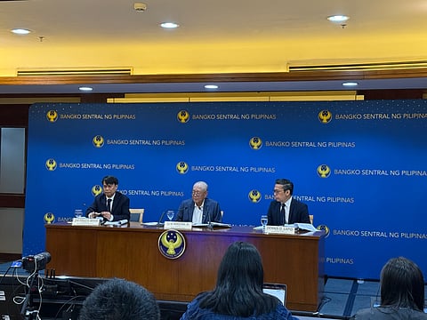 FROM left to right: BSP Deputy Governor Zeno Abenoja, BSP Governor Eli M. Remolona Jr., and BSP Officer-in-Charge Dennis Lapid