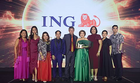 (L-R) ING Hubs Philippines Leaders - Marie Antonette Valenzuela, Head of HR; Lana May Macapagal, Head of Communication, Branding, and MarComm; Rhea Aparicio, Head of Talent and Learning; Roy Cuesta, Wholesale Banking Center of Operations Lead; Franz Zoehrer, Chief Financial Officer; Hazel Zaide Delos Santos, Country Manager; Laarni Jumaani, Sr. Lead HR Business Partner; Aicel Mior Alcantara, Performance and Rewards Lead; and Roger De Guzman, Branding and Advertising Expert