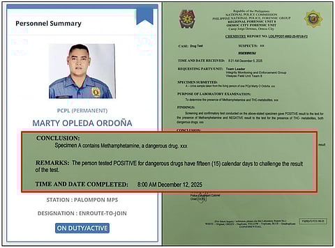 Cop tests positive for illegal drugs in targeted test