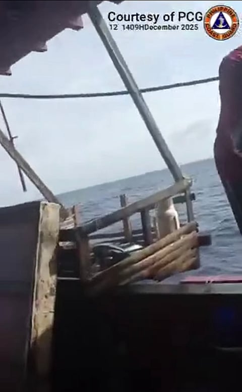 Screenshot of the video of the ill-fated Filipino fishermen's boat that was hit by water cannons by the China Coast Guard on Friday.