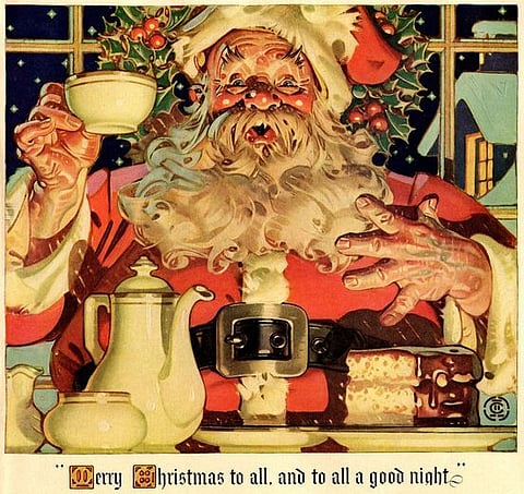 "Merry Christmas to All" illustration by J.C. Leyendecker.