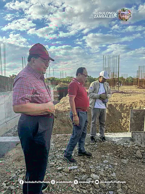 Governor Hermogenes E. Ebdane Jr., Provincial Engineering Office (PEO) consultant Engr. Domingo Mariano, and Provincial Sports and Development Office (PSDO) Jade D. Ballesteros inspect the Zambales Sports Complex Track and Football Stadium in the Capitol Town of Iba, Zambales on December 16, 2025.