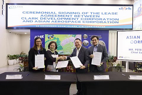 CDC President and CEO Atty. Agnes VST Devanadera and AAC CEO Peter Rodriguez signed the lease agreement for the latter’s P243.2-million expansion project at the Clark Visitors Center in Clark Freeport on December 16, 2025.