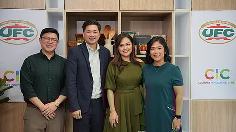 From left to right – James Lim, Nutriasia Sr. Group Category Head for Corporate Marketing and Communications, Jero Jhocson Nutriasia Senior Consumer Unit Manager, renowned actress, celebrity endorser, chef and restaurateur Ms. Judy Ann Santos- Agoncillo, and Camille Santos, Nutriasia Consumer Connection and UFC Brand Manager after the media roundtable event to formally launch the collaboration