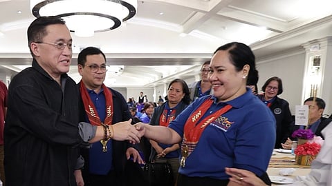 SENATOR Lawrence ‘Bong’ Go arrives at the 9th National Congress of the Cooperative National Association of Training Centers for Cooperatives Partylist in Davao City on Friday, where he highlighted the vital role of cooperatives in supporting Filipino communities and empowering small entrepreneurs.