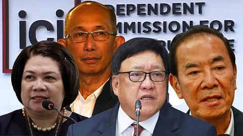 ROSSANA Fajardo (leftmost), will step down effective 31 December. The country managing partner of SGV & Co. becomes the second member of the Independent Commission for Infrastructure to resign from the commission. Former Supreme Court Justice Andres Reyes Jr. (foreground), the ICI chair, will be the sole remaining commissioner, as former Public Works chief Rogelio ‘Babes’ Singson (rightmost) had resigned some time after Baguio City Mayor Benjamin Magalong (second from left) stepped down from his role as special adviser.