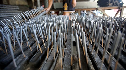 Double time for workers in a fireworks factory in Bocaue, Bulacan