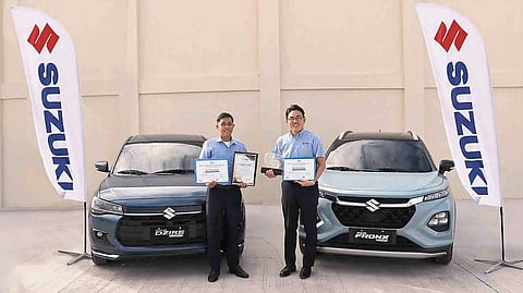 PRESENTED after the run are the Suzuki Dzire Hybrid and Fronx Hybrid, alongside certificates from the Department of Energy following their official fuel efficiency results.