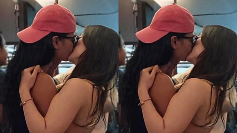 Janella Salvador and Klea Pineda share a kiss during a party at Flotsam and Jetsam Beach Resort in La Union snapped last 27 December 2025.