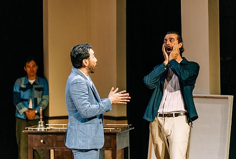 Filipino-British actor Martin Sarreal (Serge), theater veteran Brian Sy (Yvan), and British actor Freddie Sawyer (Marc) / Photo: Repertory Philippines