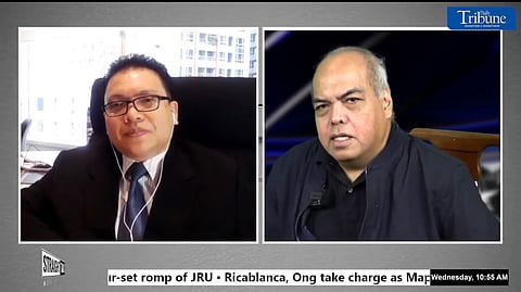RIZAL Commercial Banking Corporation’s chief economist Michael Ricafort (left), being interviewed by DAILY TRIBUNE’s executive editor Chito Lozada on Straight Talk last year. Ricafort, on Friday, maintained that anti-corruption measures, reforms and policy priorities remain the roadblocks to boosting investor confidence in the economy and financial markets.