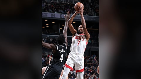 KEVIN Durant drops a double-double performance of 22 points and 11 assists to lift the Houston Rockets to their fourth straight win following a 120-96 triumph over the Brooklyn Nets in the NBA regular season.