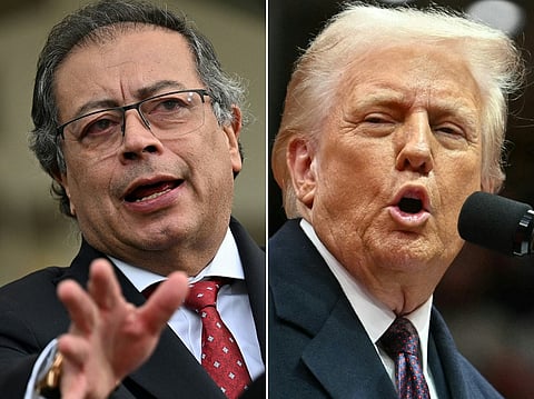 (FILES) (COMBO) This combination of pictures created on January 26, 2025 shows Colombian President Gustavo Petro in Bogota on July 09, 2024 and US President Donald Trump in Washington, DC, on January 20, 2025.
US President Donald Trump said on January 7, 2026, he was arranging to meet with his Colombian counterpart Gustavo Petro "in the near future," days after threatening military action against the South American nation. Trump posted on Truth Social that he and the leftist Petro spoke by phone and addressed their recent disagreements, including over drug trafficking.