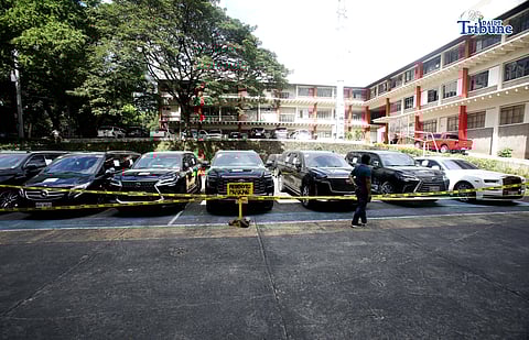 SEIZED LUXURY CARS
Eight high-end vehicles owned by former congressman Zaldy Co are parked at the Independent Commission for Infrastructure (ICI) office in Taguig on Friday, January 9, 2026, after being seized by the Bureau of Customs and the Philippine National Police–Highway Patrol Group and turned over to the ICI. Photo by Analy Labor